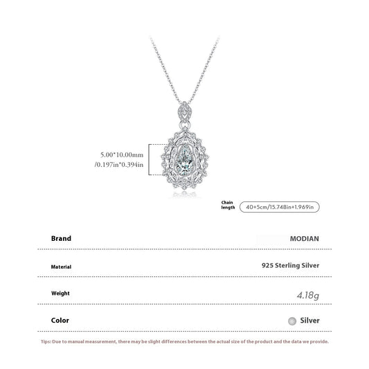 S925 Sterling Silver Old Money Style Luxury Full Diamond Drop Pendant